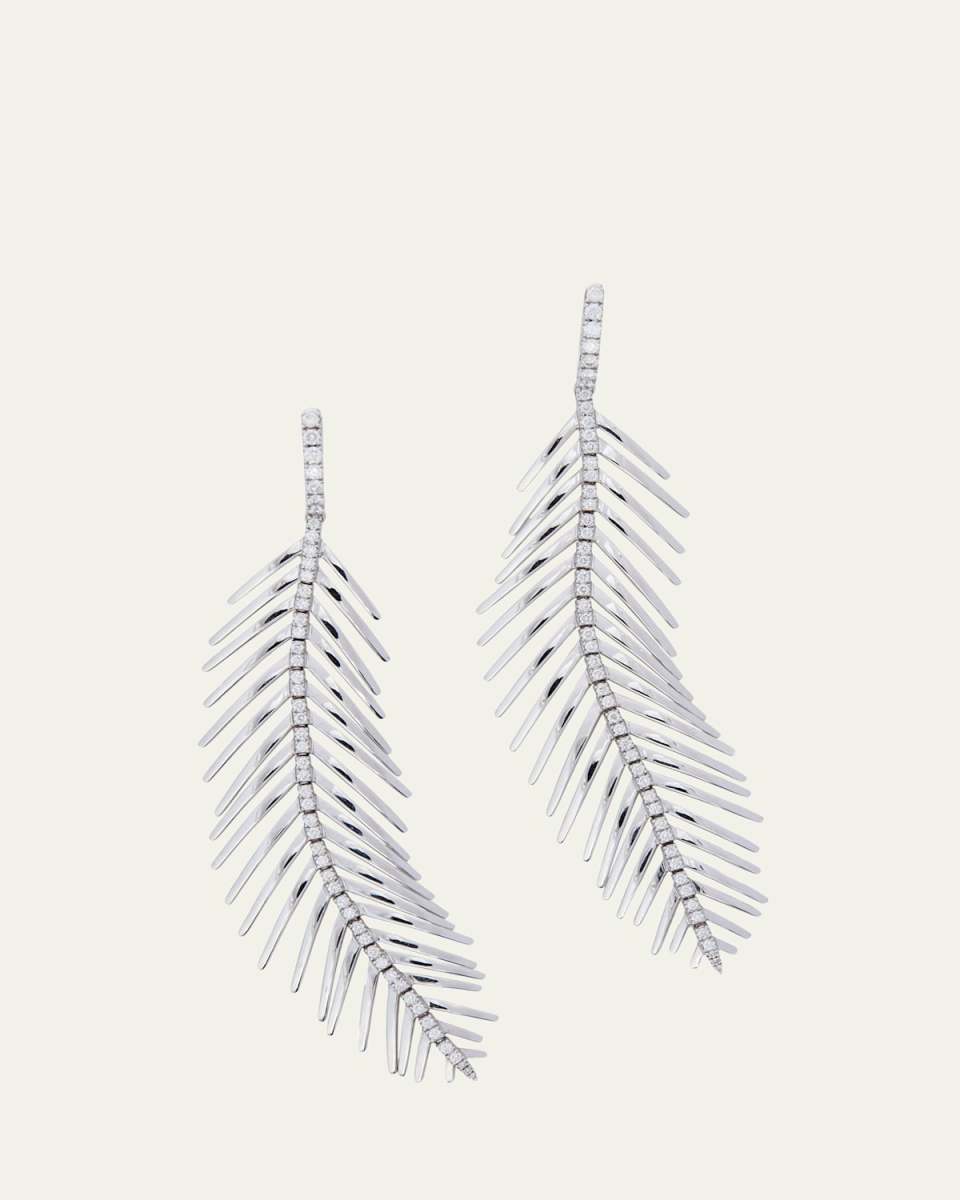 FEATHERS THAT MOVE 18K White Gold Diamond Spine Earrings